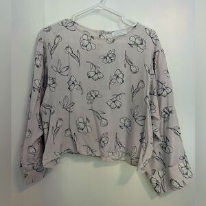 Oak + Fort Cropped Floral shirt